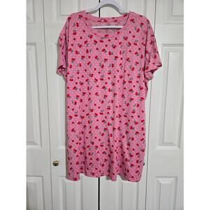 Joyspun 2x women's pink cherry print nightgown